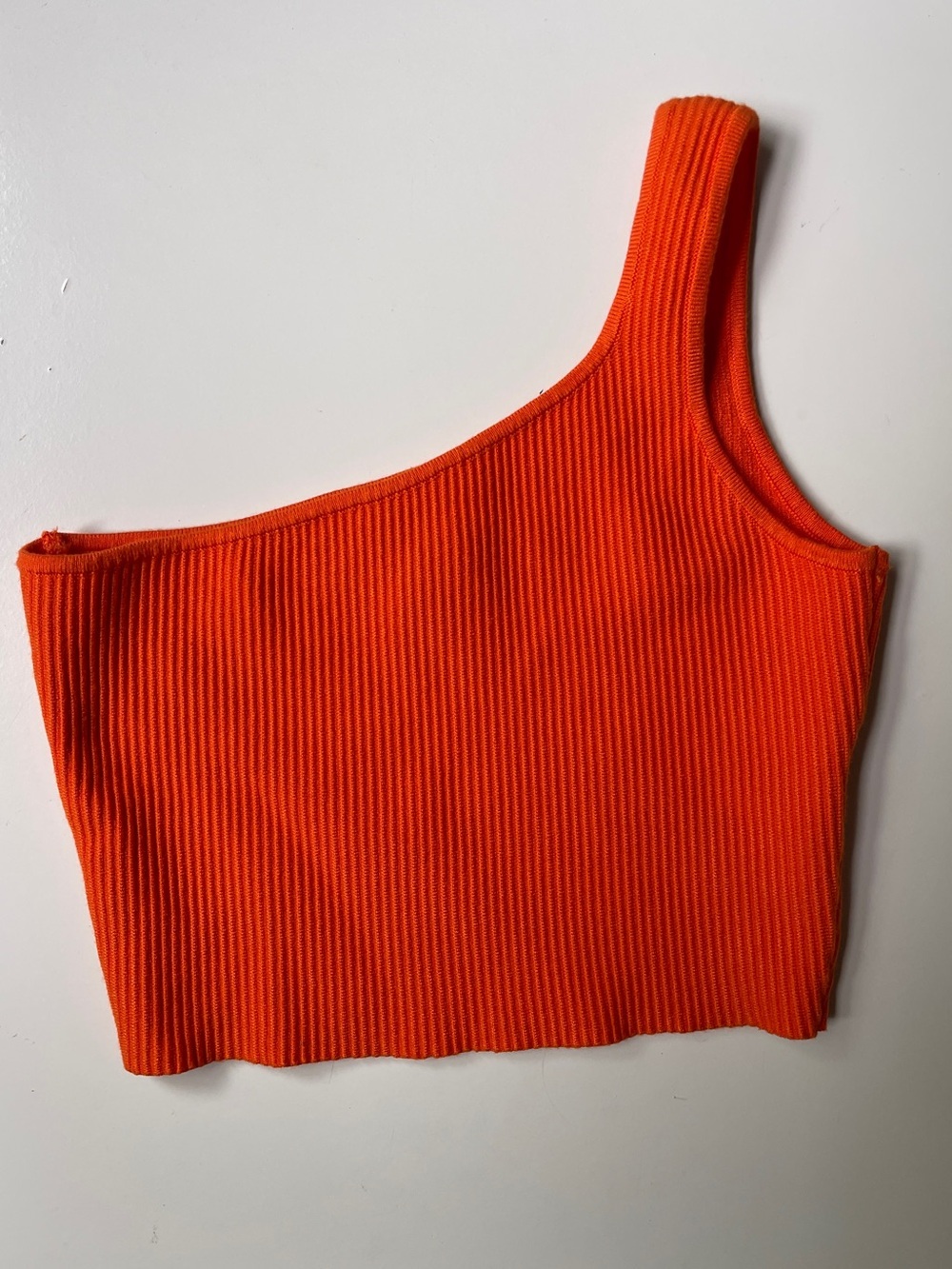 House of Harlow One-Shoulder Ribbed Crop Top in Bright Orange Size XS